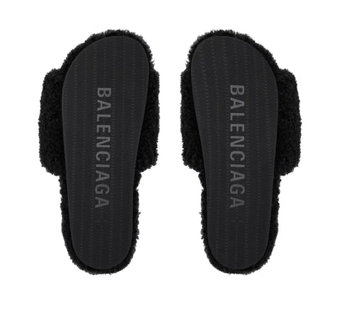 Faux Fur Slip-On Slides – Cozy Comfort Flat Sandals