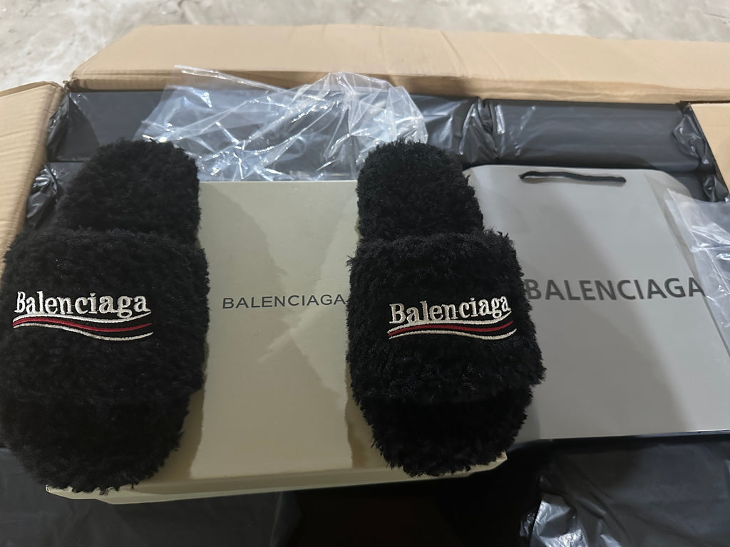 Faux Fur Slip-On Slides – Cozy Comfort Flat Sandals